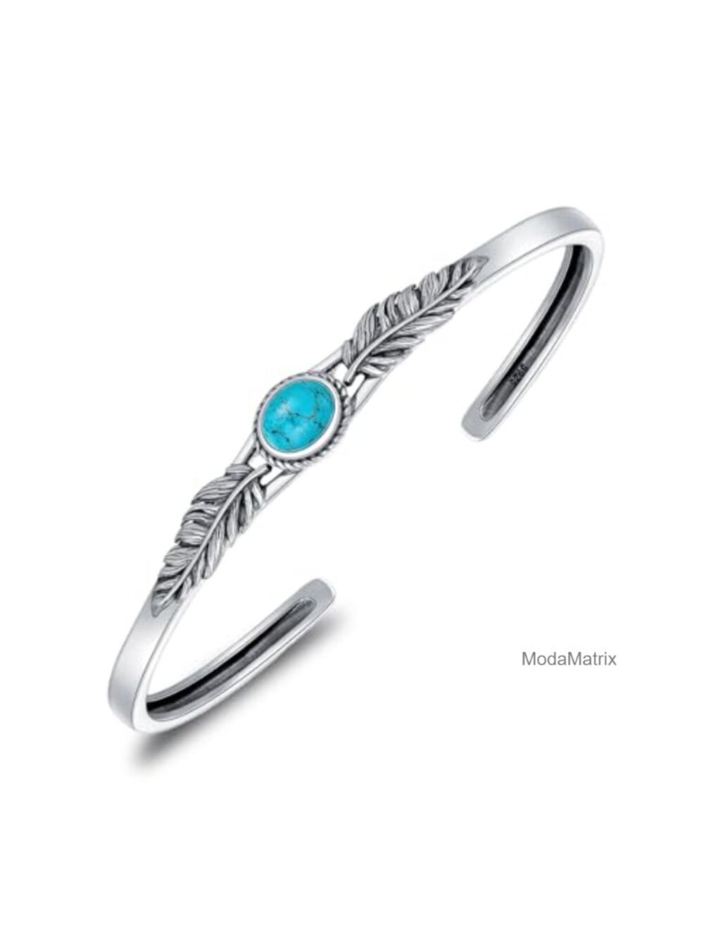Vintage 925 Sterling Silver Feather Cuff Bracelet Boho Adjustable